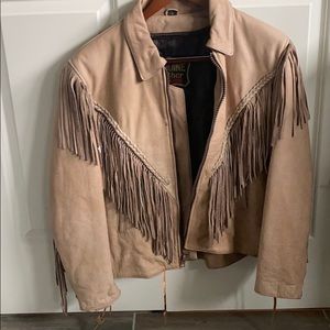 Leather jacket with fringe M. Brand new